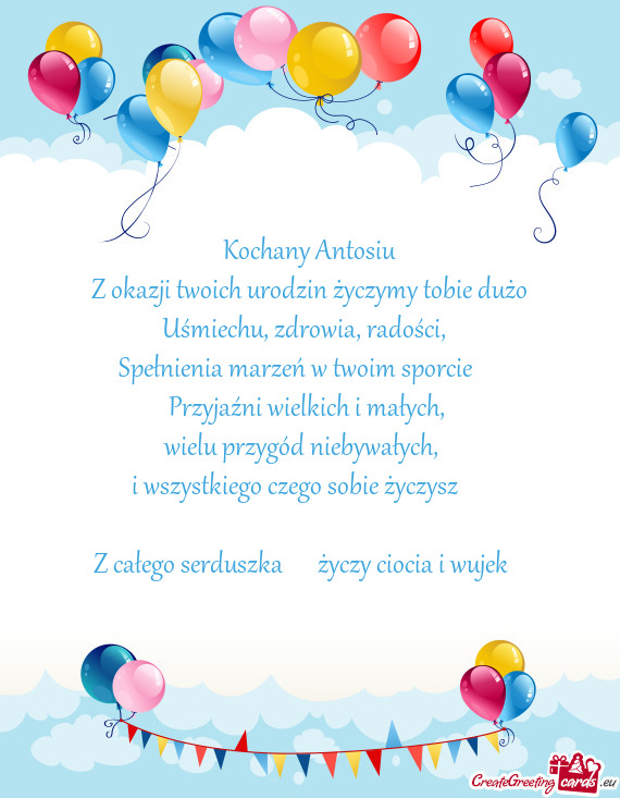 Z okazji twoich urodzin życzymy tobie dużo Uśmiechu, zdrowia, radości,🥰