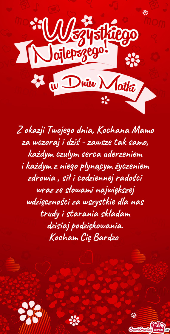 Z okazji Twojego dnia, Kochana Mamo