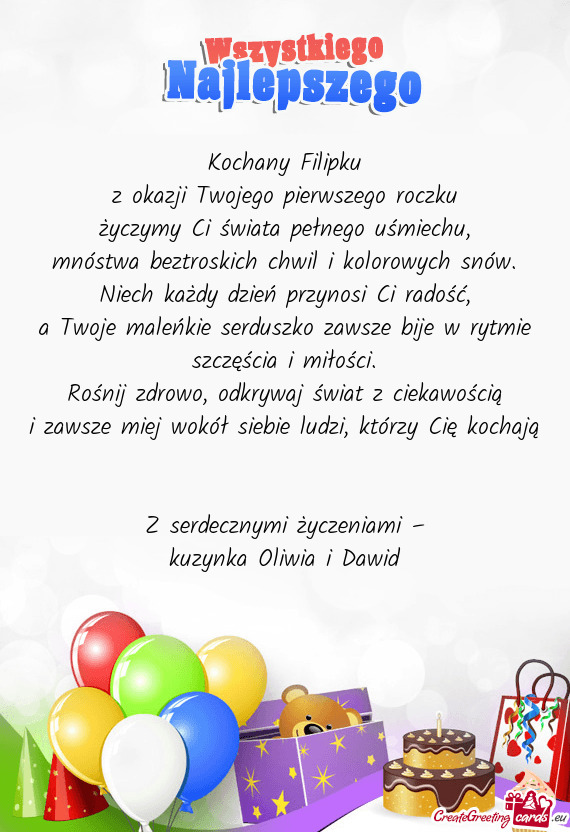 Z okazji Twojego pierwszego roczku