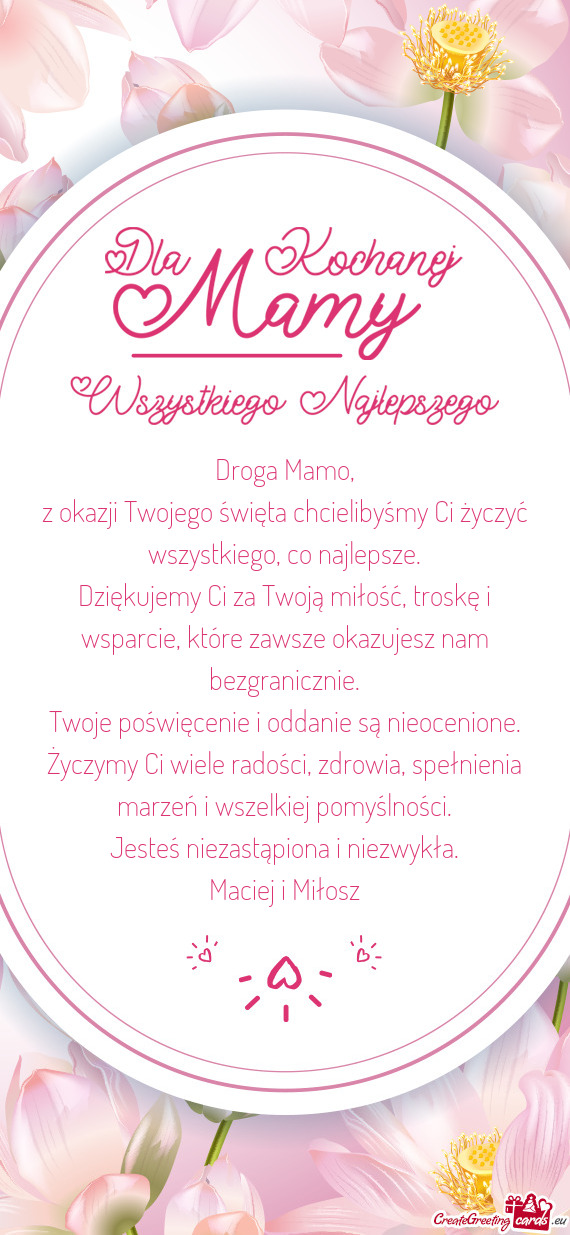 Z okazji Twojego święta chcielibyśmy Ci życzyć wszystkiego, co najlepsze