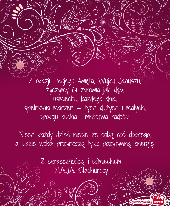 Z okazji Twojego święta, Wujku Januszu