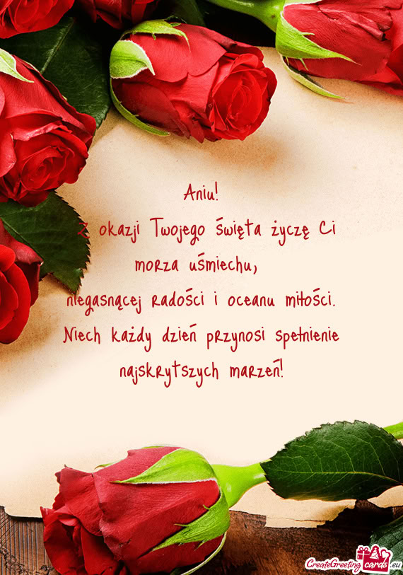 Z okazji Twojego święta życzę Ci morza uśmiechu