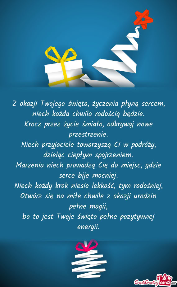 Z okazji Twojego święta, życzenia płyną sercem