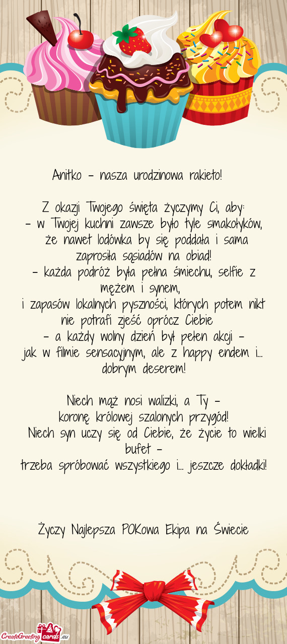 Z okazji Twojego święta życzymy Ci, aby