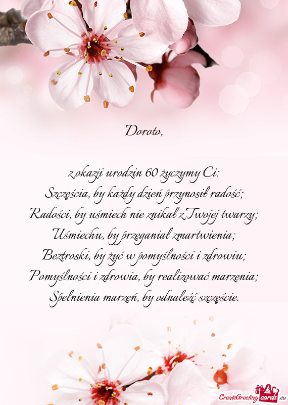 Z okazji urodzin 60 życzymy Ci