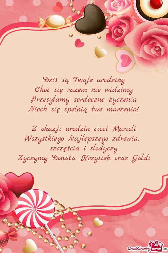 Z okazji urodzin cioci Marioli
