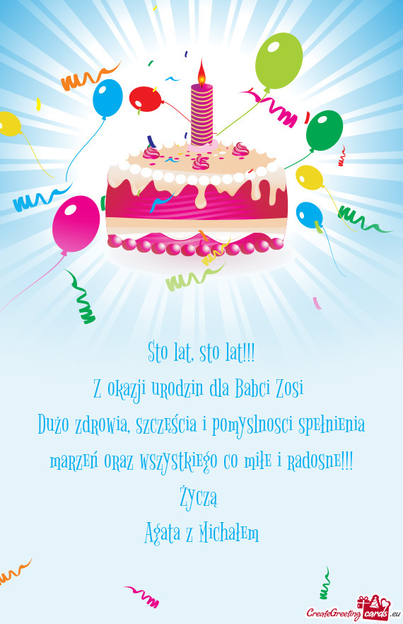 Z okazji urodzin dla Babci Zosi