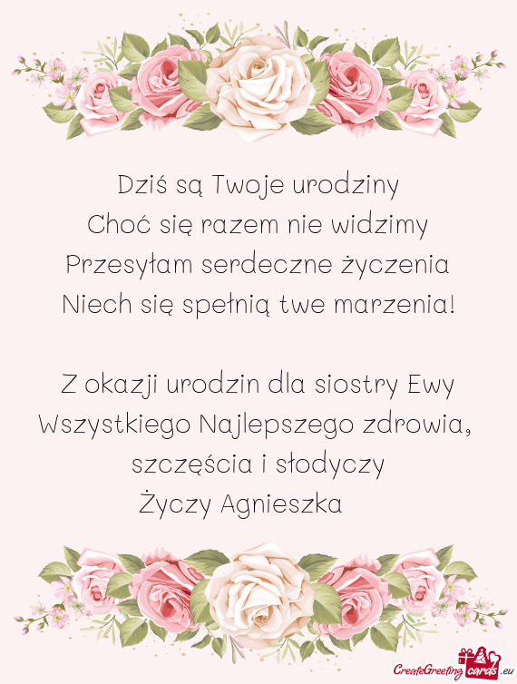 Z okazji urodzin dla siostry Ewy