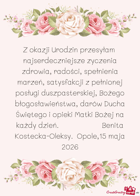 Z okazji Urodzin przesyłam