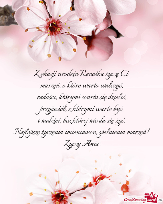 Z okazji urodzin Renatka życzę Ci