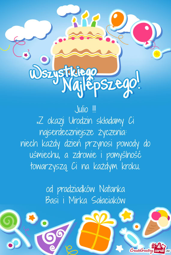 „Z okazji Urodzin składamy Ci najserdeczniejsze życzenia