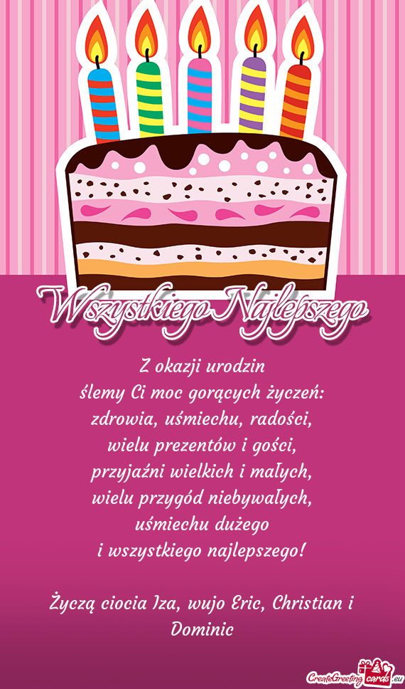 Z okazji urodzin ślemy Ci moc gorących życzeń