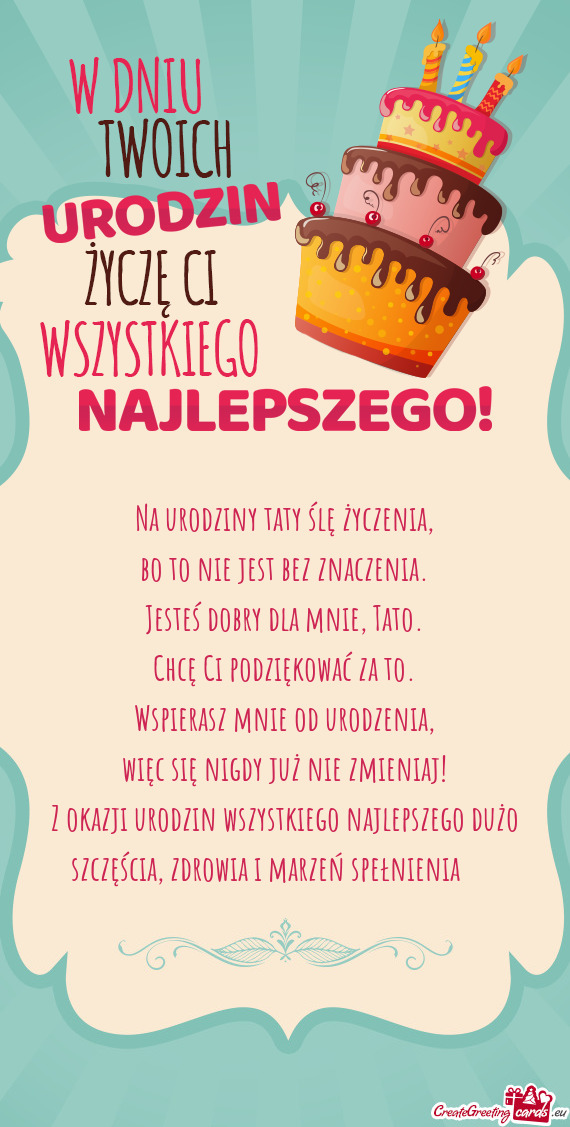Z okazji urodzin wszystkiego najlepszego dużo szczęścia, zdrowia i marzeń spełnienia🎂❤️