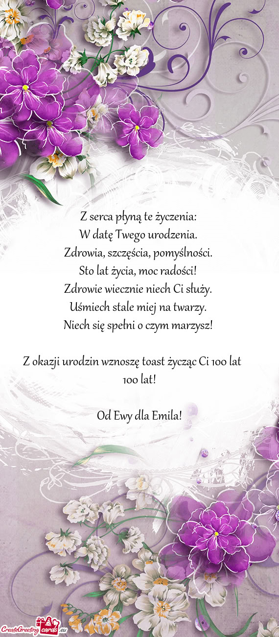 Z okazji urodzin wznoszę toast życząc Ci 100 lat  100 lat