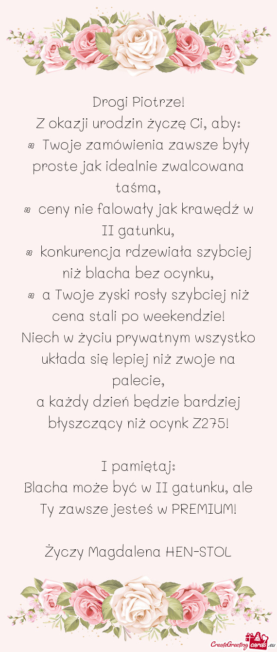 Z okazji urodzin życzę Ci, aby
