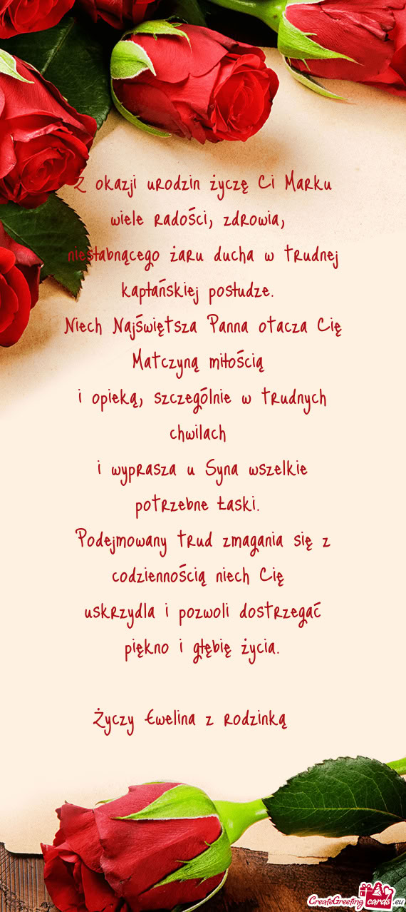 Z okazji urodzin życzę Ci Marku wiele radości