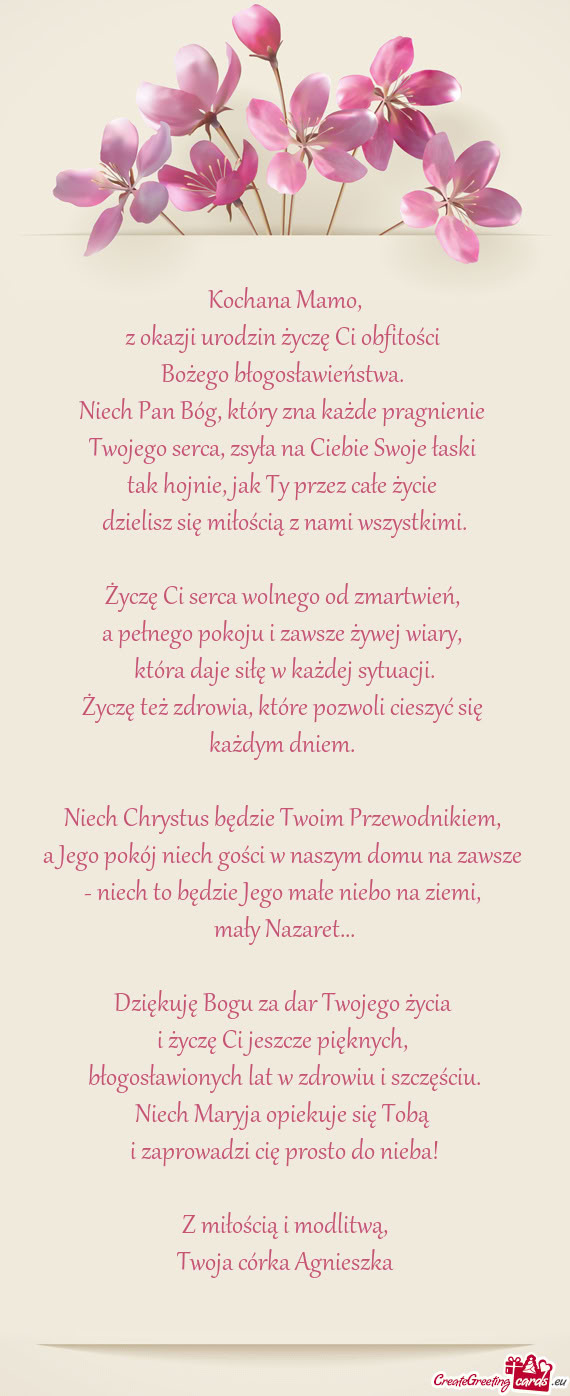 Z okazji urodzin życzę Ci obfitości