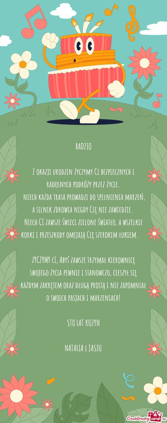 Z okazji urodzin życzymy Ci bezpiecznych i radosnych podróży przez życie