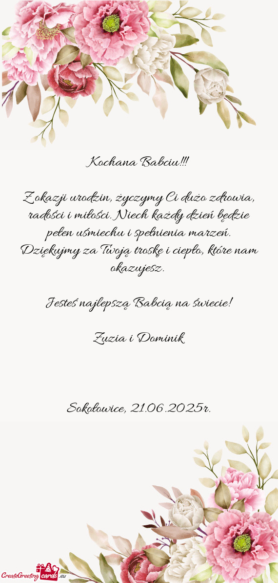 Z okazji urodzin, życzymy Ci dużo zdrowia, radości i miłości. Niech każdy dzień będzie pełe