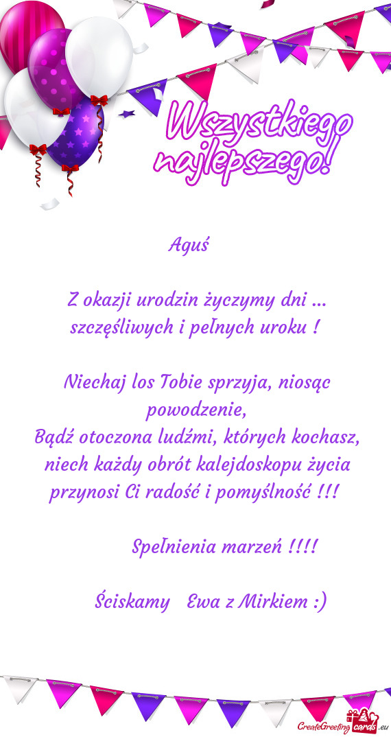 Z okazji urodzin życzymy dni …