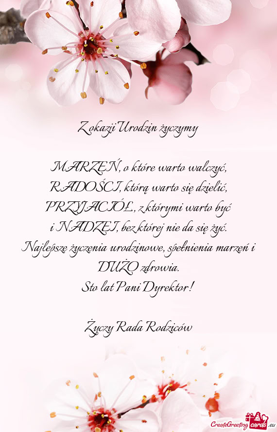 Z okazji Urodzin życzymy MARZEŃ