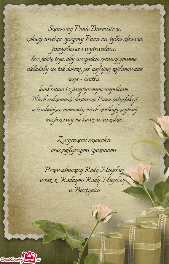 Z okazji urodzin życzymy Panu nie tylko zdrowia, pomyślności i wytrwałości