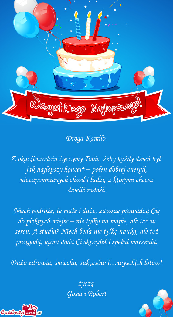 Z okazji urodzin życzymy Tobie, żeby każdy dzień był jak najlepszy koncert – pełen dobrej en