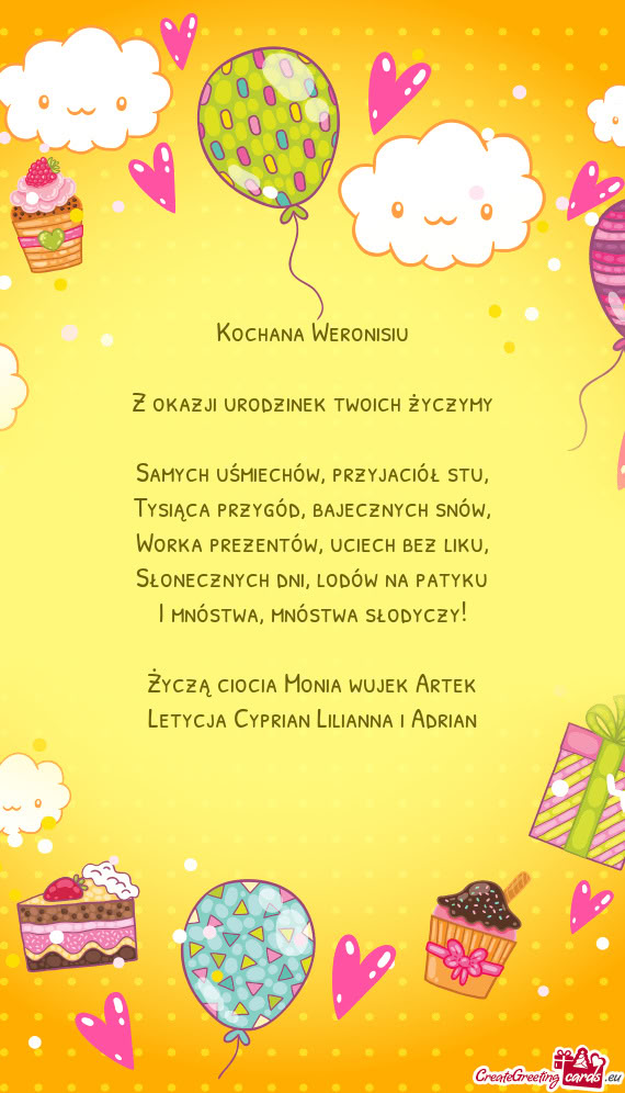 Z okazji urodzinek twoich życzymy