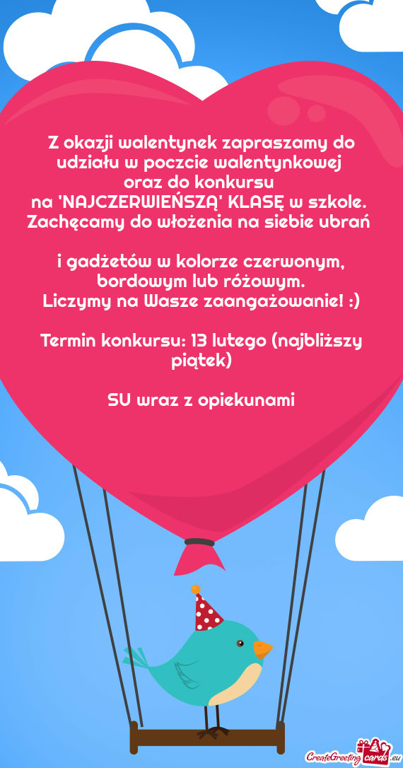 Z okazji walentynek zapraszamy do udziału w poczcie walentynkowej