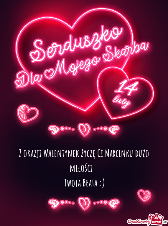 Z okazji Walentynek życzę Ci Marcinku dużo miłości 🩷