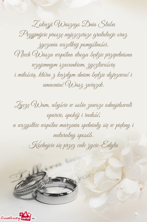 Z okazji Waszego Dnia Ślubu