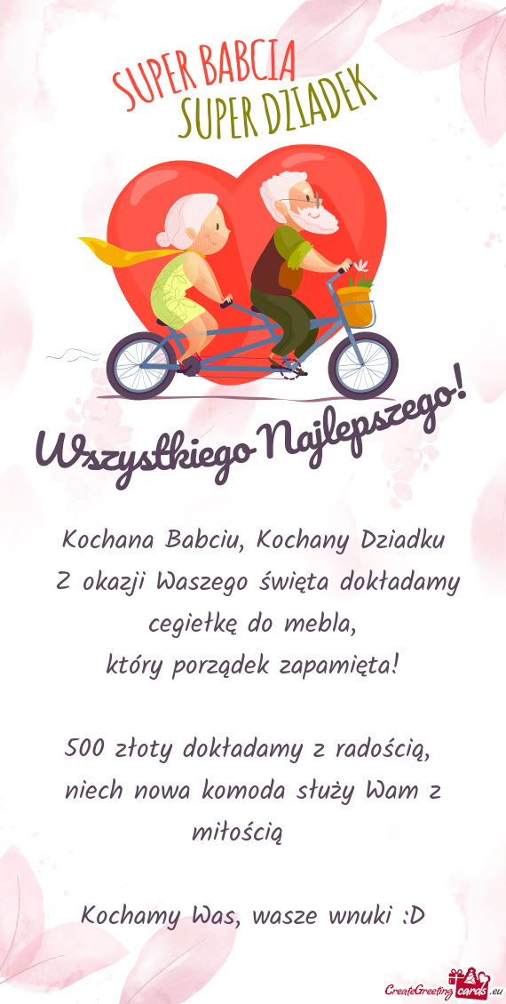 Z okazji Waszego święta dokładamy cegiełkę do mebla