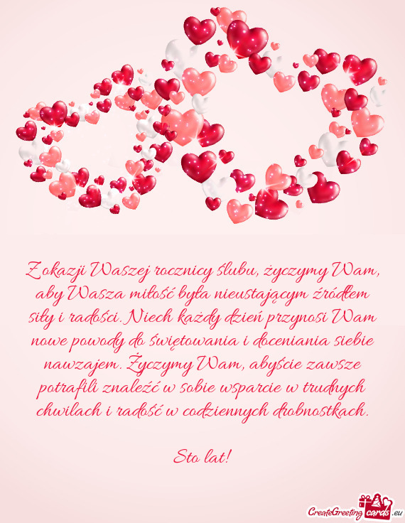 Z okazji Waszej rocznicy ślubu, życzymy Wam, aby Wasza miłość była nieustającym źródłem si
