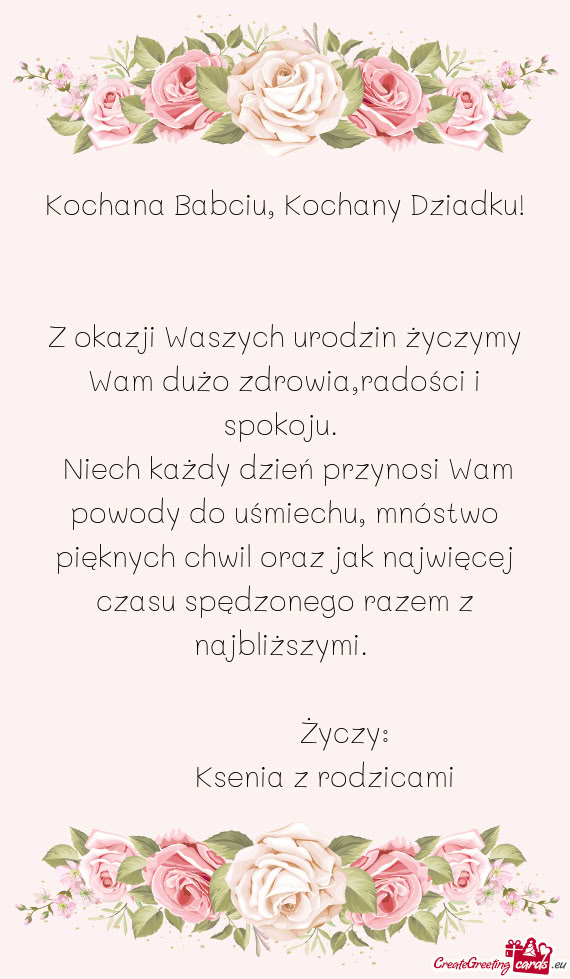 Z okazji Waszych urodzin życzymy Wam dużo zdrowia,radości i spokoju