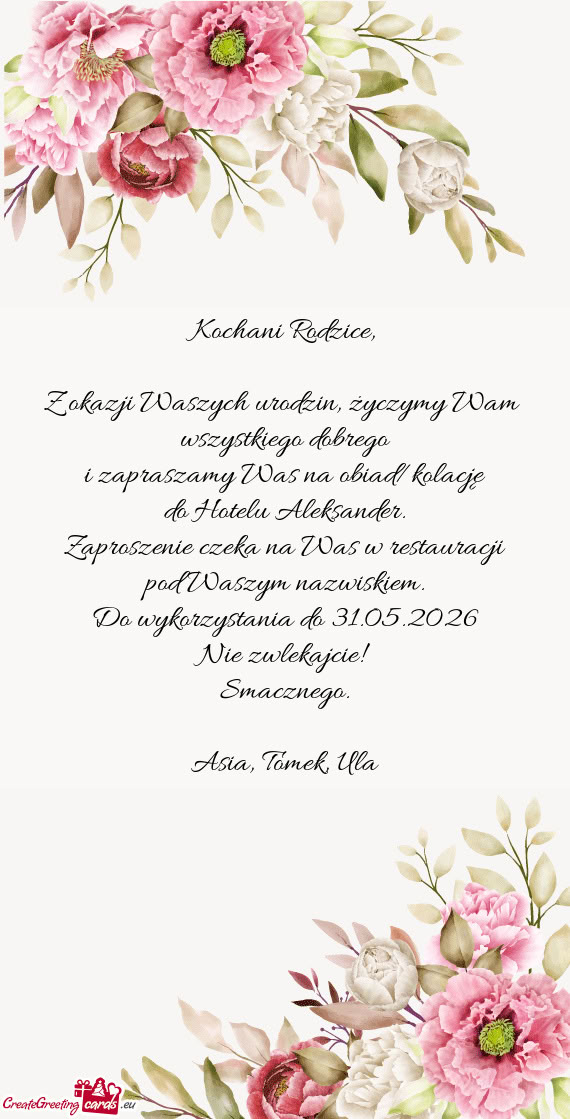 Z okazji Waszych urodzin, życzymy Wam