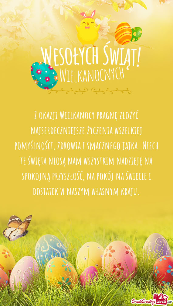Z okazji Wielkanocy pragnę złożyć najserdeczniejsze życzenia wszelkiej
