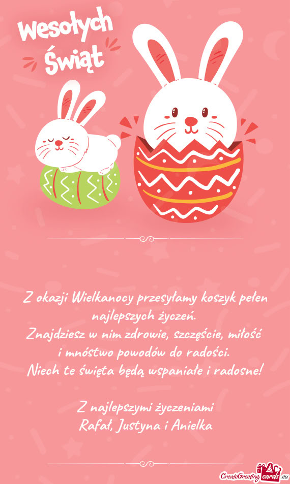 Z okazji Wielkanocy przesyłamy koszyk pełen najlepszych życzeń
