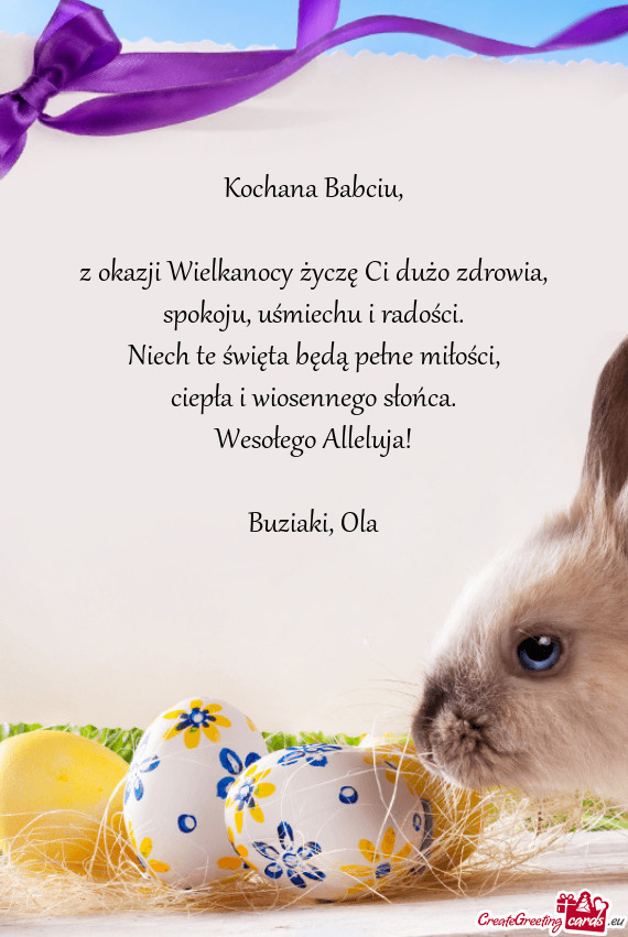 Z okazji Wielkanocy życzę Ci dużo zdrowia