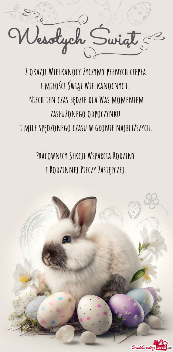 Z okazji Wielkanocy życzymy pełnych ciepła