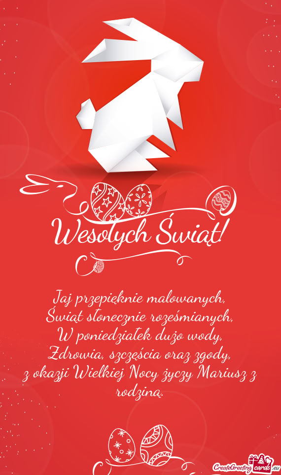 Z okazji Wielkiej Nocy Mariusz z rodziną