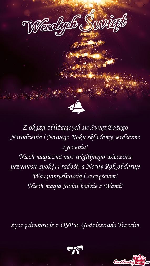 Z okazji zbliżających się Świąt Bożego Narodzenia i Nowego Roku składamy serdeczne życzenia