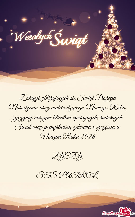 Z okazji zbliżających się Świąt Bożego Narodzenia oraz nadchodzącego Nowego Roku, życzymy na