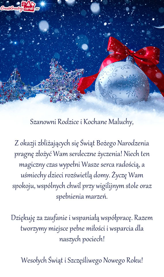 Z okazji zbliżających się Świąt Bożego Narodzenia pragnę złożyć Wam serdeczne życzenia! N