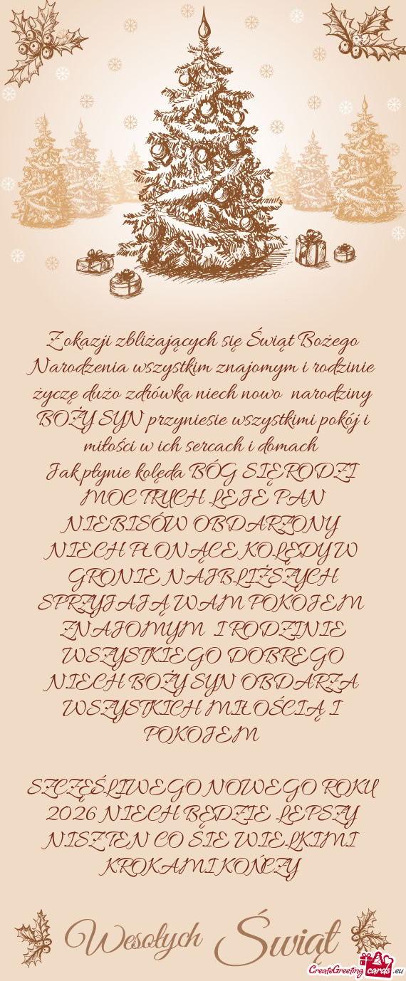 Z okazji zbliżających się Świąt Bożego Narodzenia wszystkim znajomym i rodzinie życzę dużo