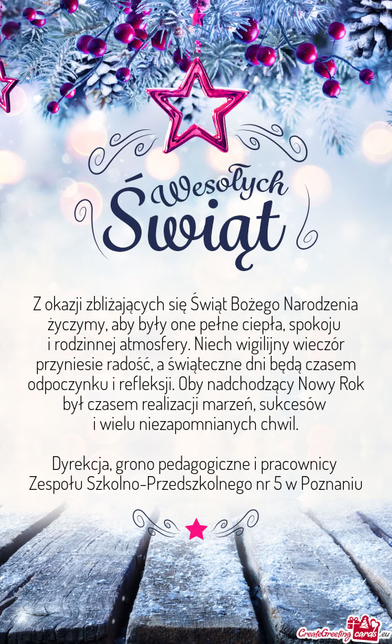 Z okazji zbliżających się Świąt Bożego Narodzenia życzymy, aby były one pełne ciepła, spok