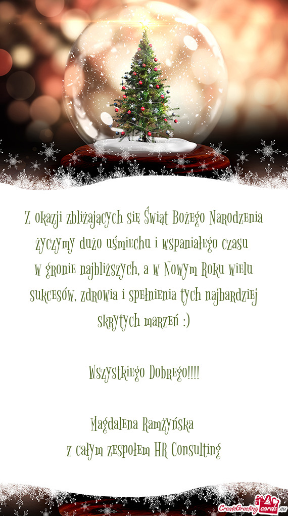 Z okazji zbliżających się Świąt Bożego Narodzenia życzymy dużo uśmiechu i wspaniałego czas