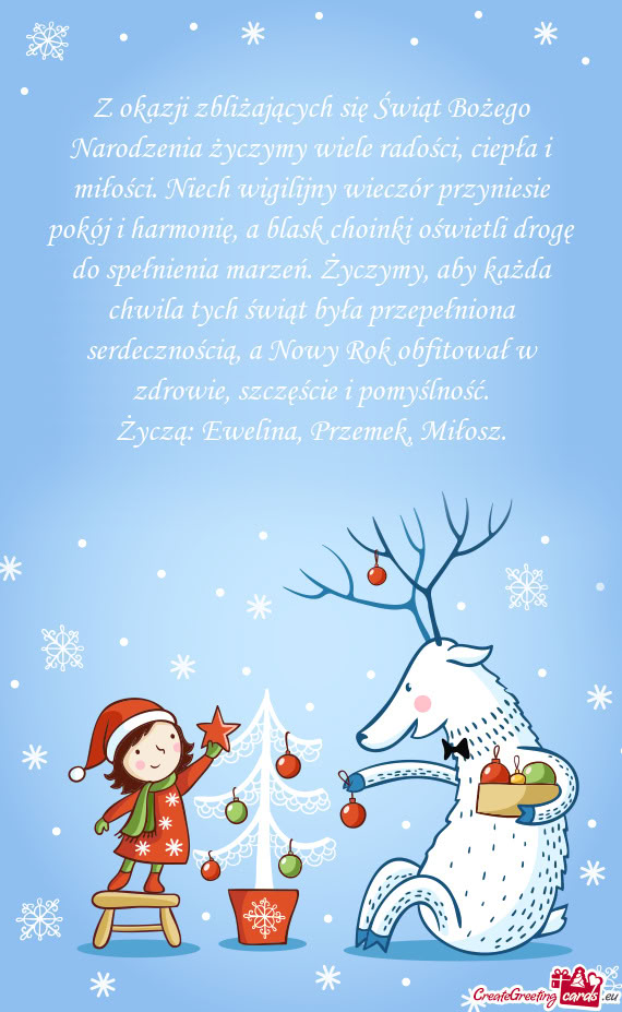 Z okazji zbliżających się Świąt Bożego Narodzenia życzymy wiele radości, ciepła i miłości