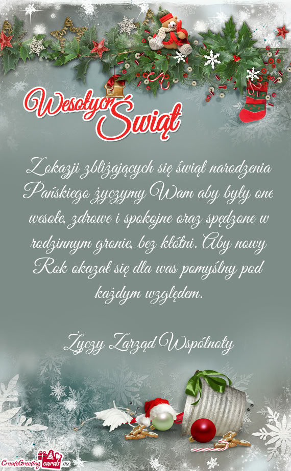 Z okazji zbliżających się świąt narodzenia Pańskiego życzymy Wam aby były one wesołe, zdrow