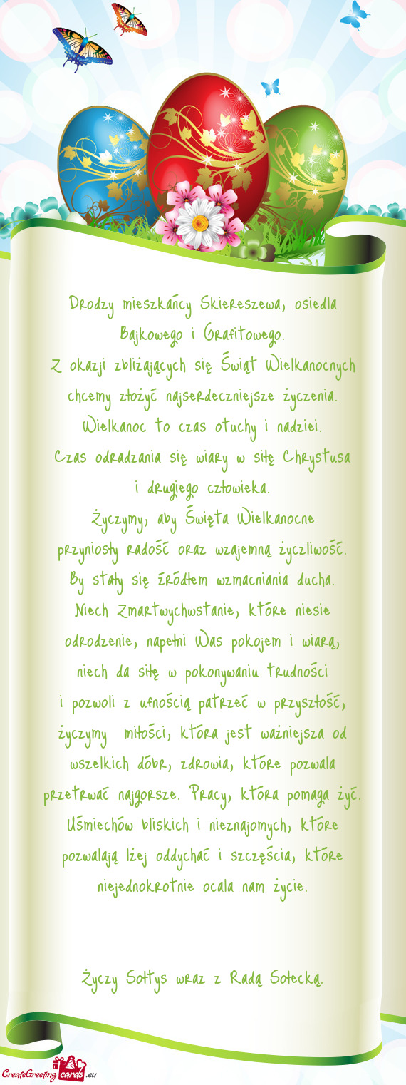 Z okazji zbliżających się Świąt Wielkanocnych chcemy złożyć najserdeczniejsze życzenia