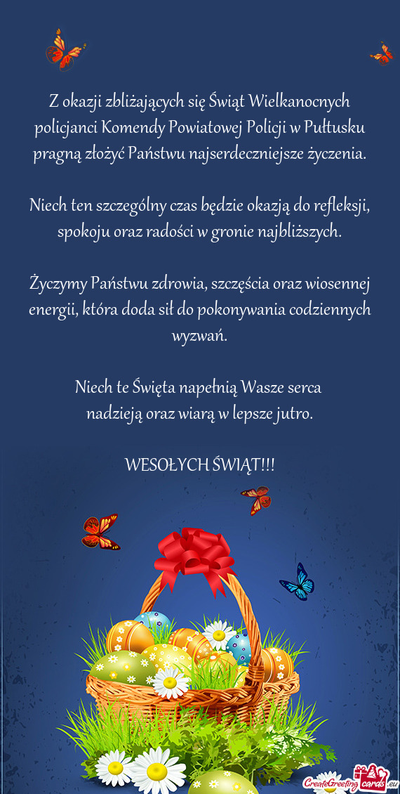 Z okazji zbliżających się Świąt Wielkanocnych policjanci Komendy Powiatowej Policji w Pułtusku